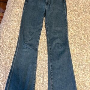 PAIGE Dark Blue High-Rise Flare Jeans